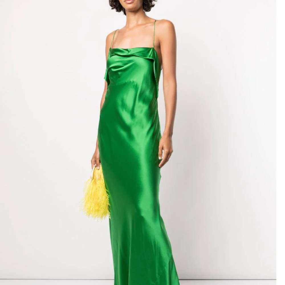 Michelle Mason bias-cut Green silk gown